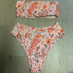pink paisley high waist bikini